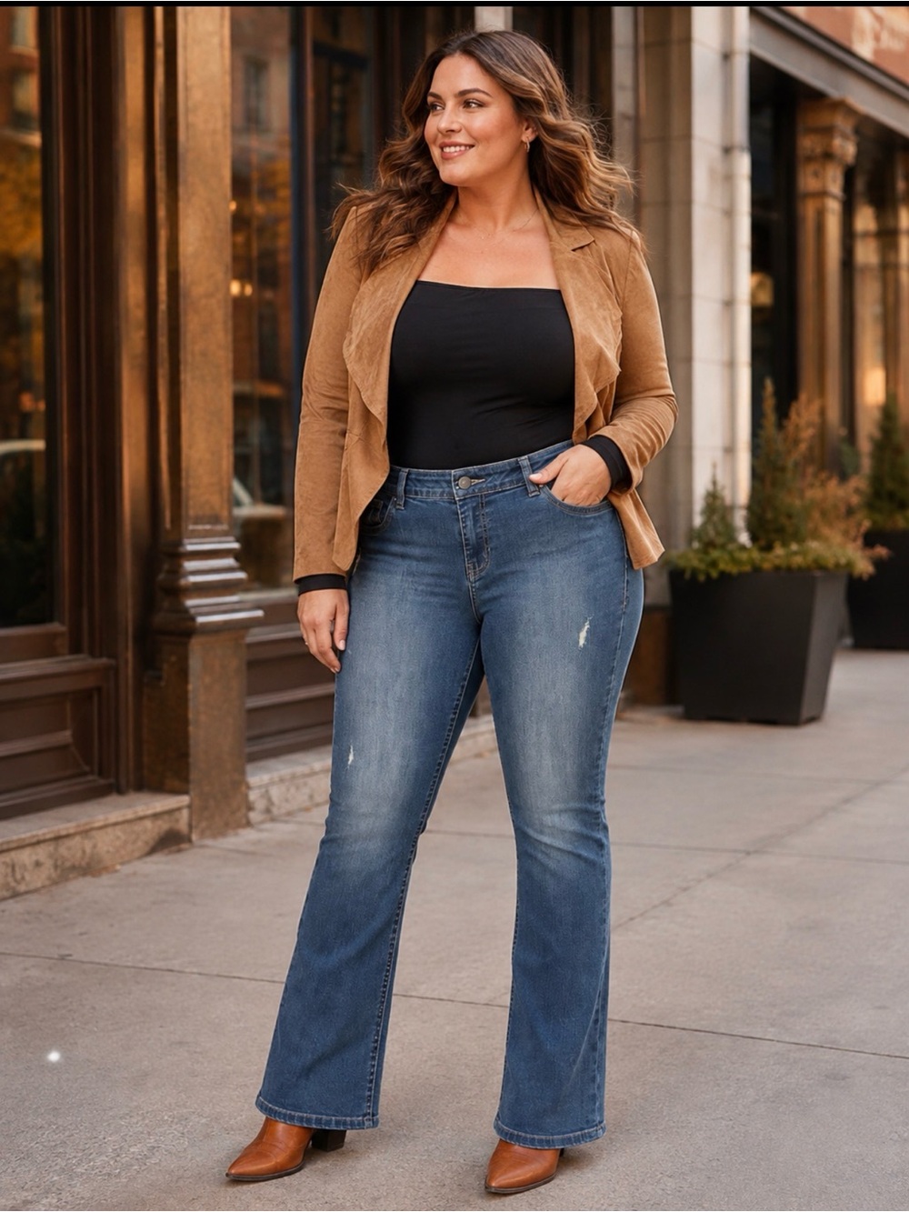 Lane Bryant Genius Fit Slim Bootcut Distressed Jeans Size 18 Regular